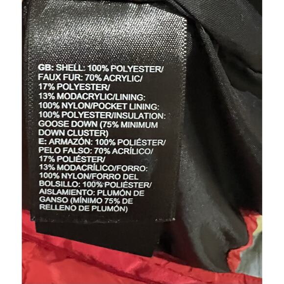 The North Face Red Gotham 550 Down Puffer Faux Fur Hood Jacket Size Small - Picture 11 of 13